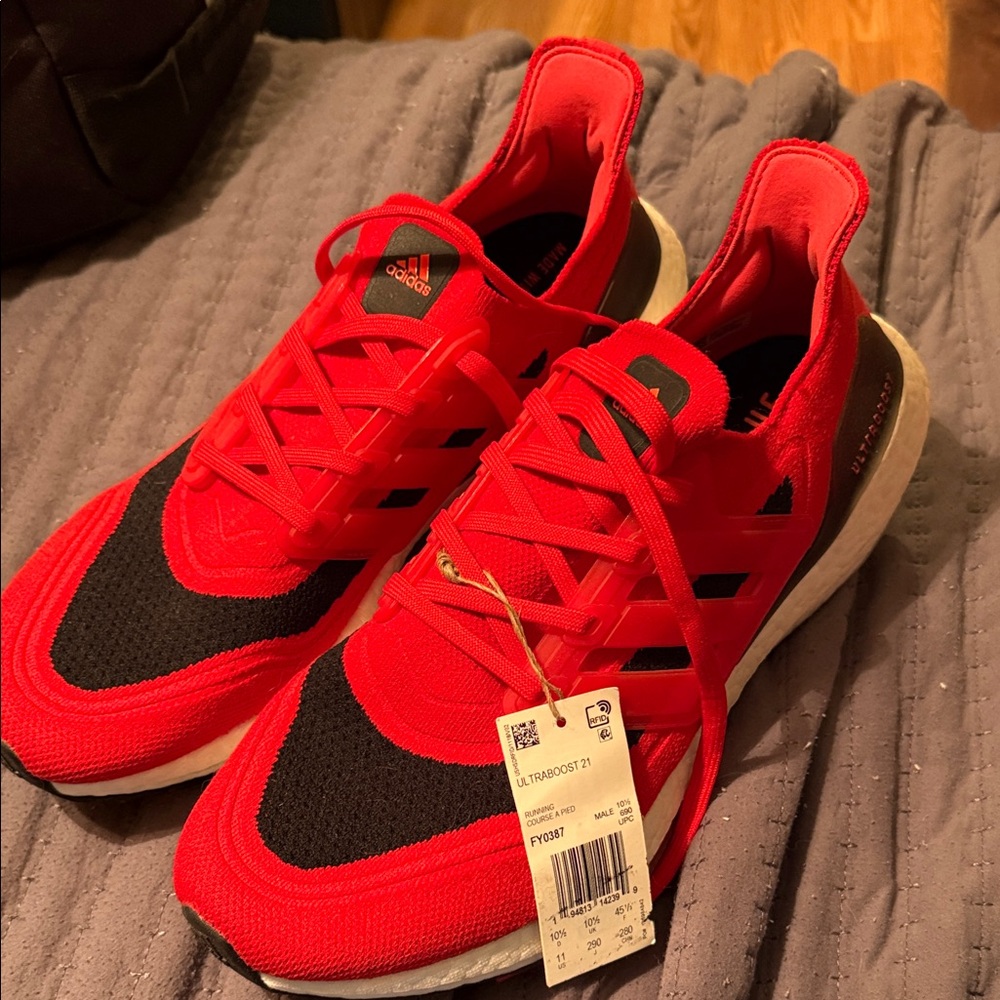 NWT Adidas Men's Red and Black UltraBoost 21